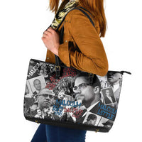 Malcolm X Leather Tote Bag Quotes Dates and Black History Activist Theme - Wonder Print Shop