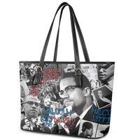 Malcolm X Leather Tote Bag Quotes Dates and Black History Activist Theme - Wonder Print Shop