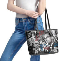 Malcolm X Leather Tote Bag Quotes Dates and Black History Activist Theme - Wonder Print Shop