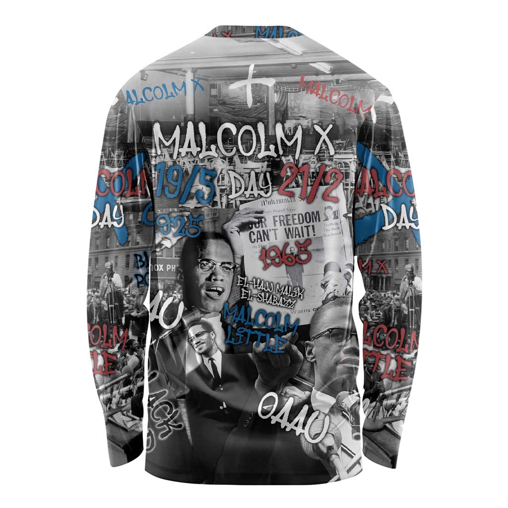 Malcolm X Long Sleeve Shirt Quotes Dates and Black History Activist Theme - Wonder Print Shop