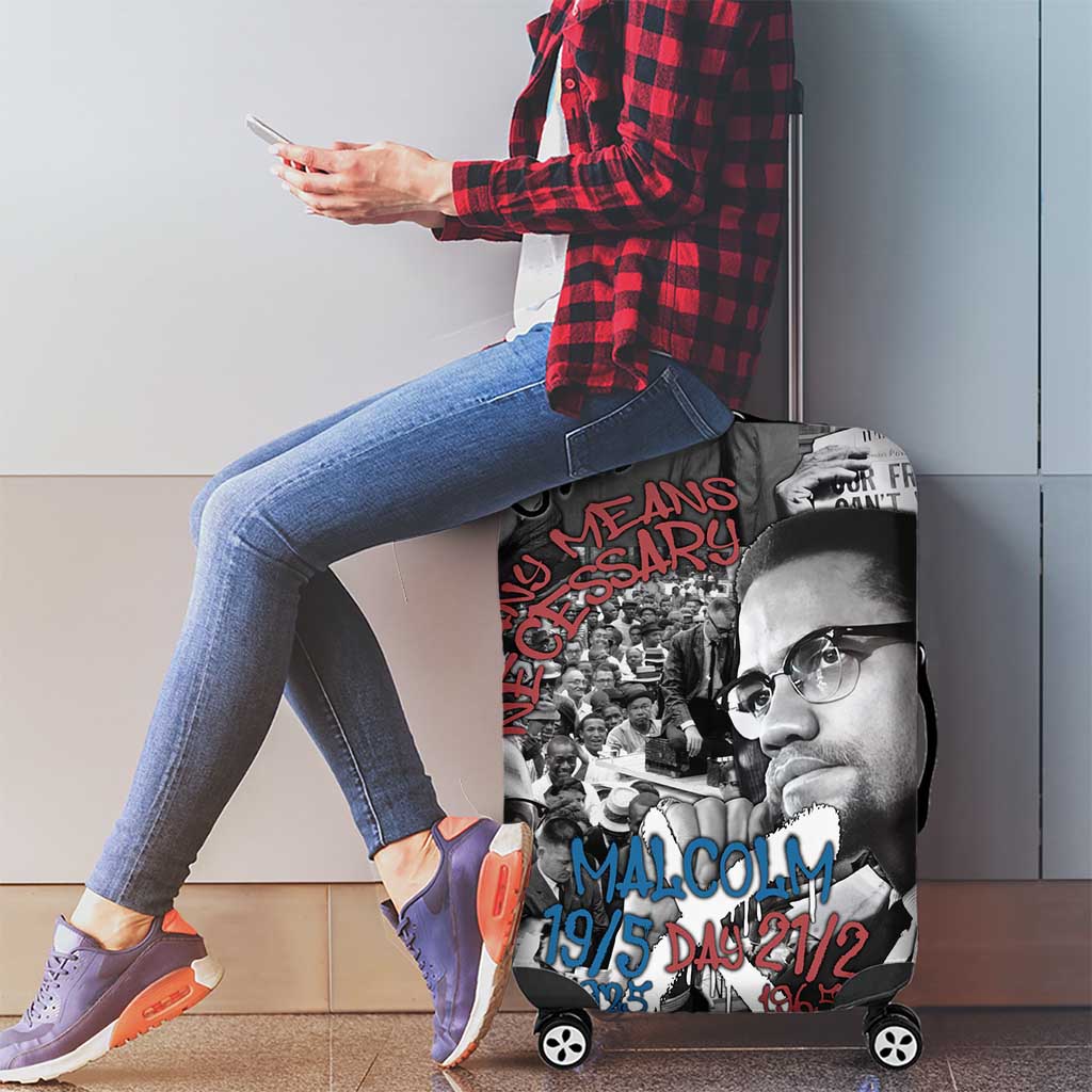 Malcolm X Luggage Cover Quotes Dates and Black History Activist Theme - Wonder Print Shop