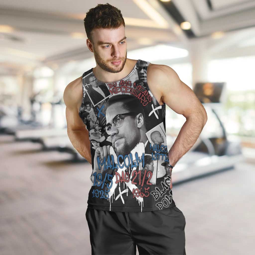 Malcolm X Men Tank Top Quotes Dates and Black History Activist Theme - Wonder Print Shop