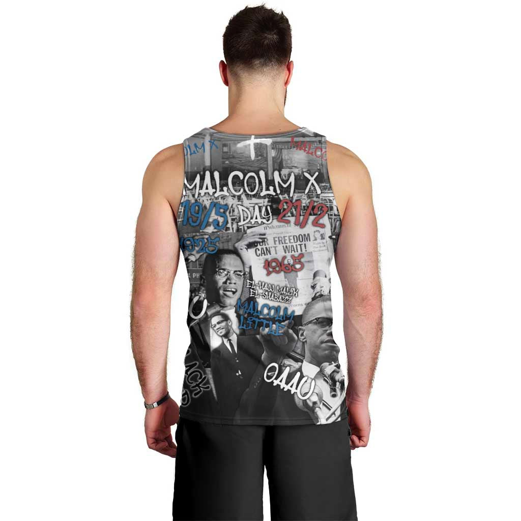 Malcolm X Men Tank Top Quotes Dates and Black History Activist Theme - Wonder Print Shop