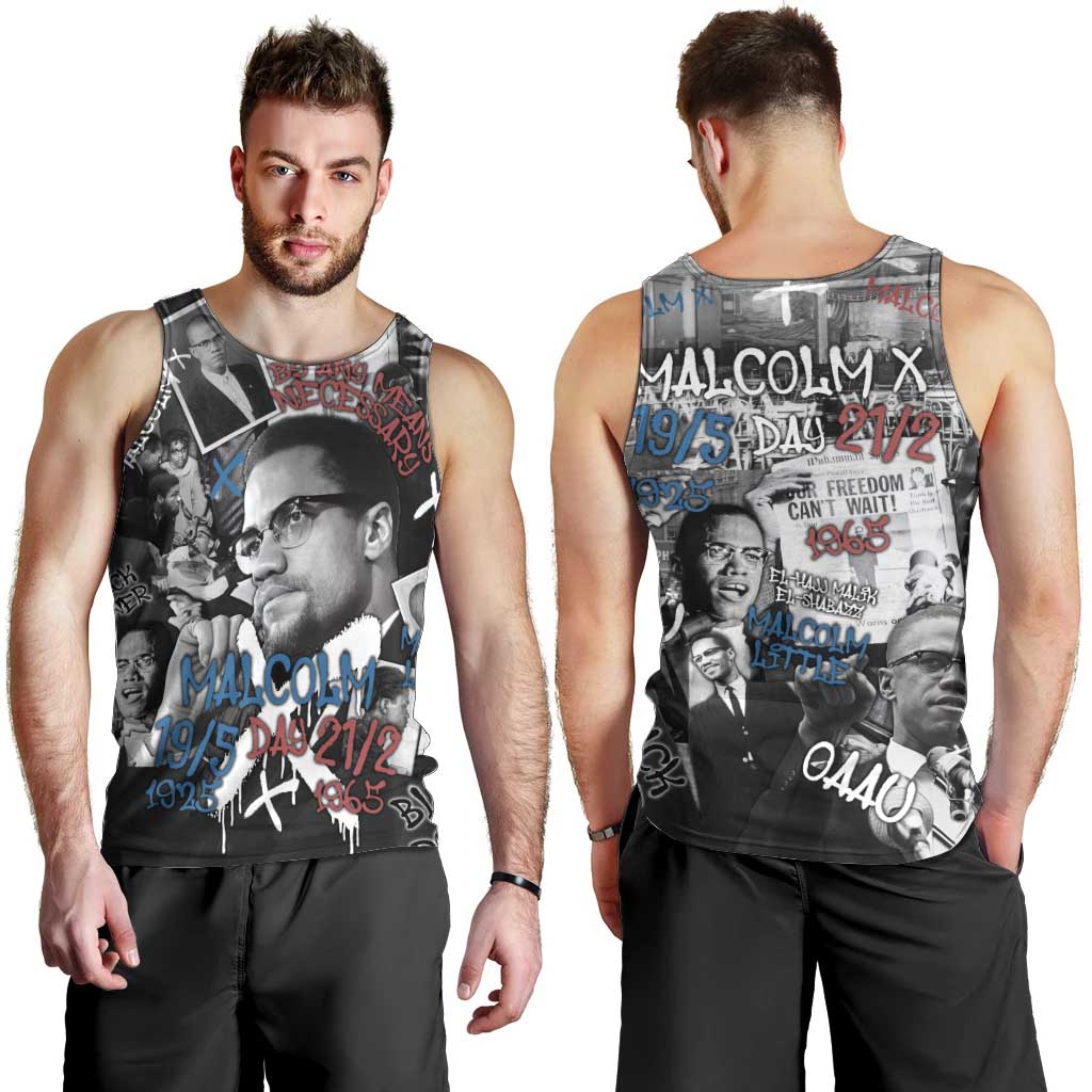 Malcolm X Men Tank Top Quotes Dates and Black History Activist Theme - Wonder Print Shop
