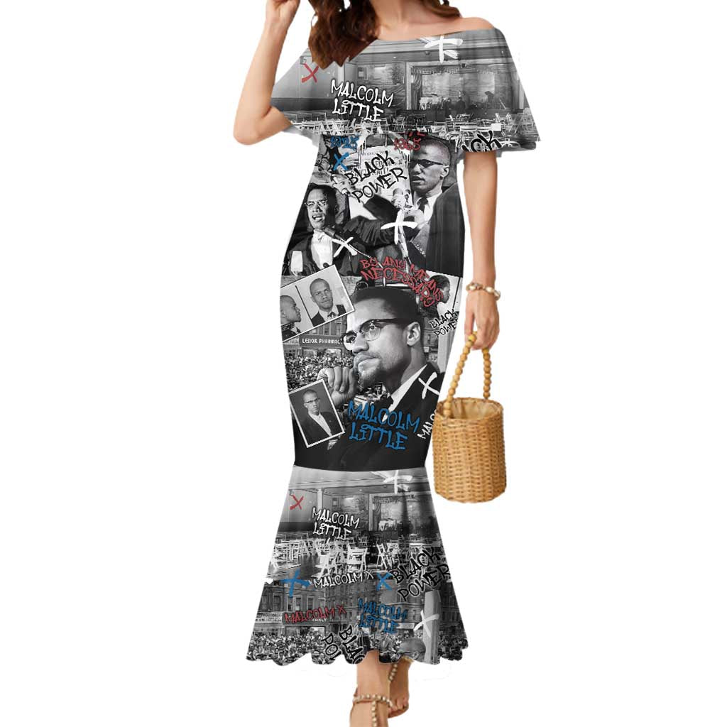 Malcolm X Mermaid Dress Quotes Dates and Black History Activist Theme - Wonder Print Shop