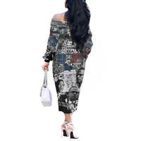 Malcolm X Off The Shoulder Long Sleeve Dress Quotes Dates and Black History Activist Theme - Wonder Print Shop