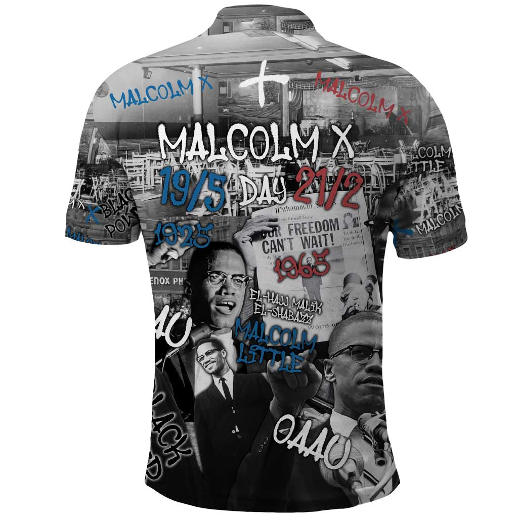Malcolm X Polo Shirt Quotes Dates and Black History Activist Theme - Wonder Print Shop