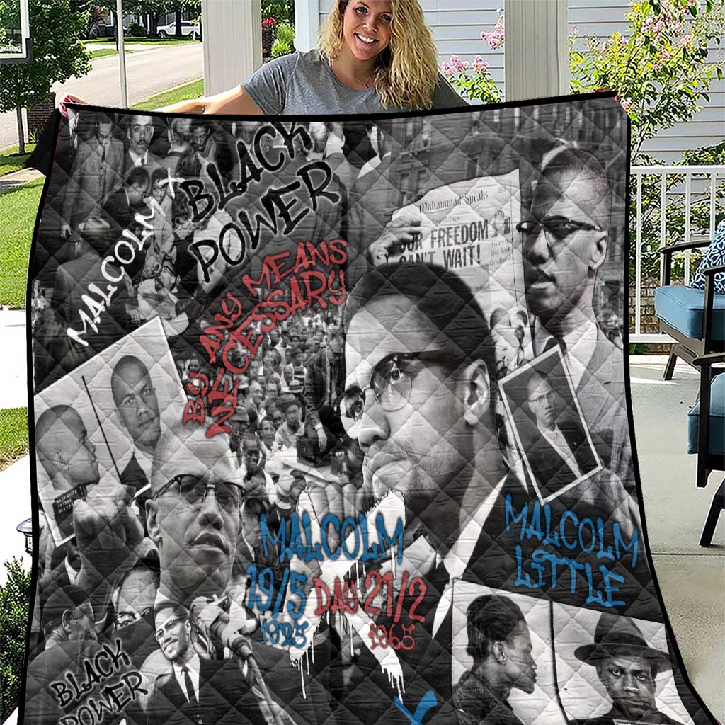 Malcolm X Quilt Quotes Dates and Black History Activist Theme - Wonder Print Shop