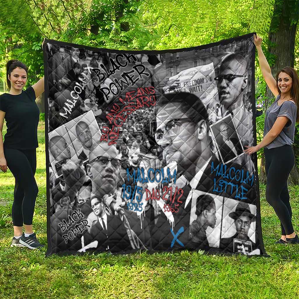 Malcolm X Quilt Quotes Dates and Black History Activist Theme - Wonder Print Shop