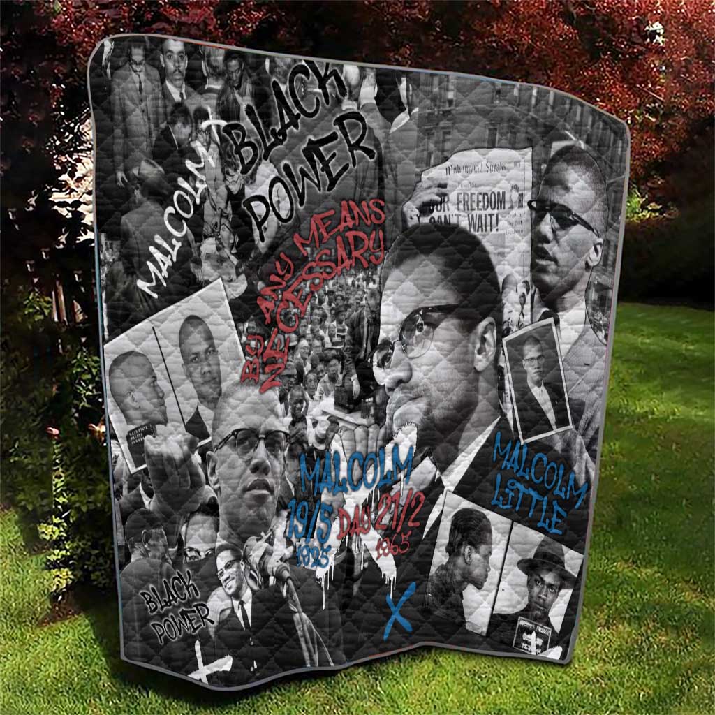 Malcolm X Quilt Quotes Dates and Black History Activist Theme - Wonder Print Shop