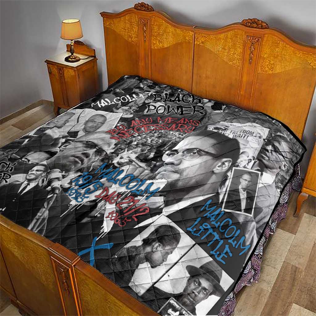 Malcolm X Quilt Quotes Dates and Black History Activist Theme - Wonder Print Shop