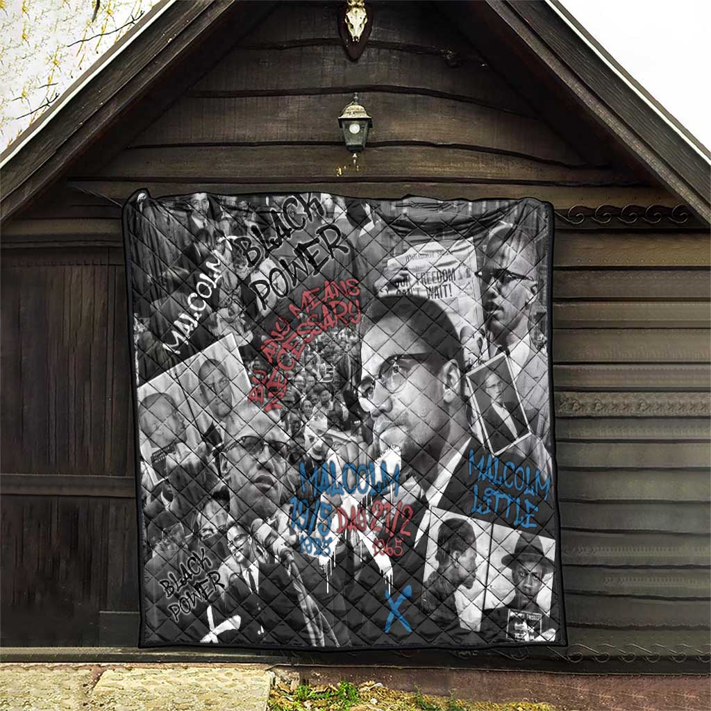 Malcolm X Quilt Quotes Dates and Black History Activist Theme - Wonder Print Shop