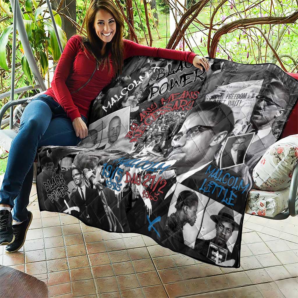 Malcolm X Quilt Quotes Dates and Black History Activist Theme - Wonder Print Shop