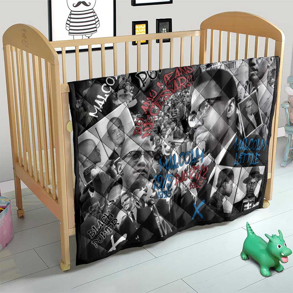 Malcolm X Quilt Quotes Dates and Black History Activist Theme - Wonder Print Shop