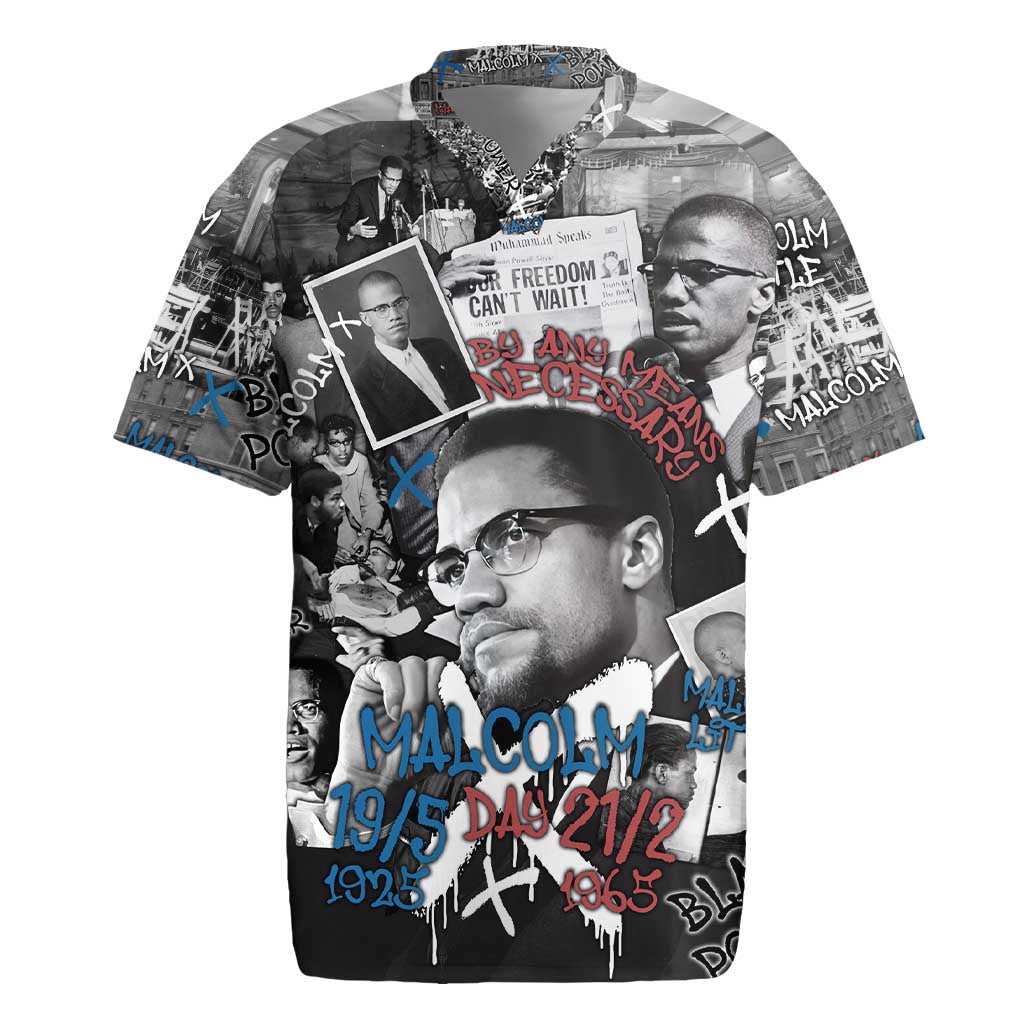 Malcolm X Rugby Jersey Quotes Dates and Black History Activist Theme - Wonder Print Shop