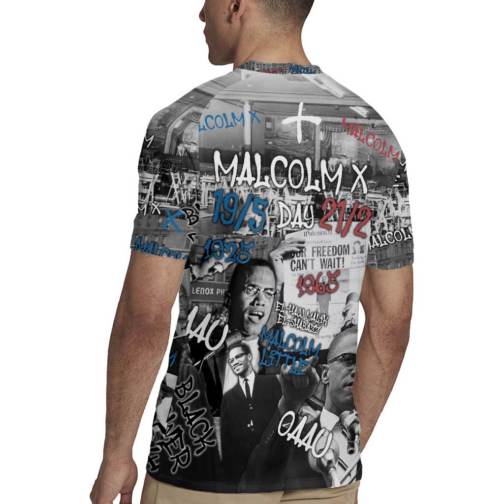 Malcolm X Rugby Jersey Quotes Dates and Black History Activist Theme - Wonder Print Shop