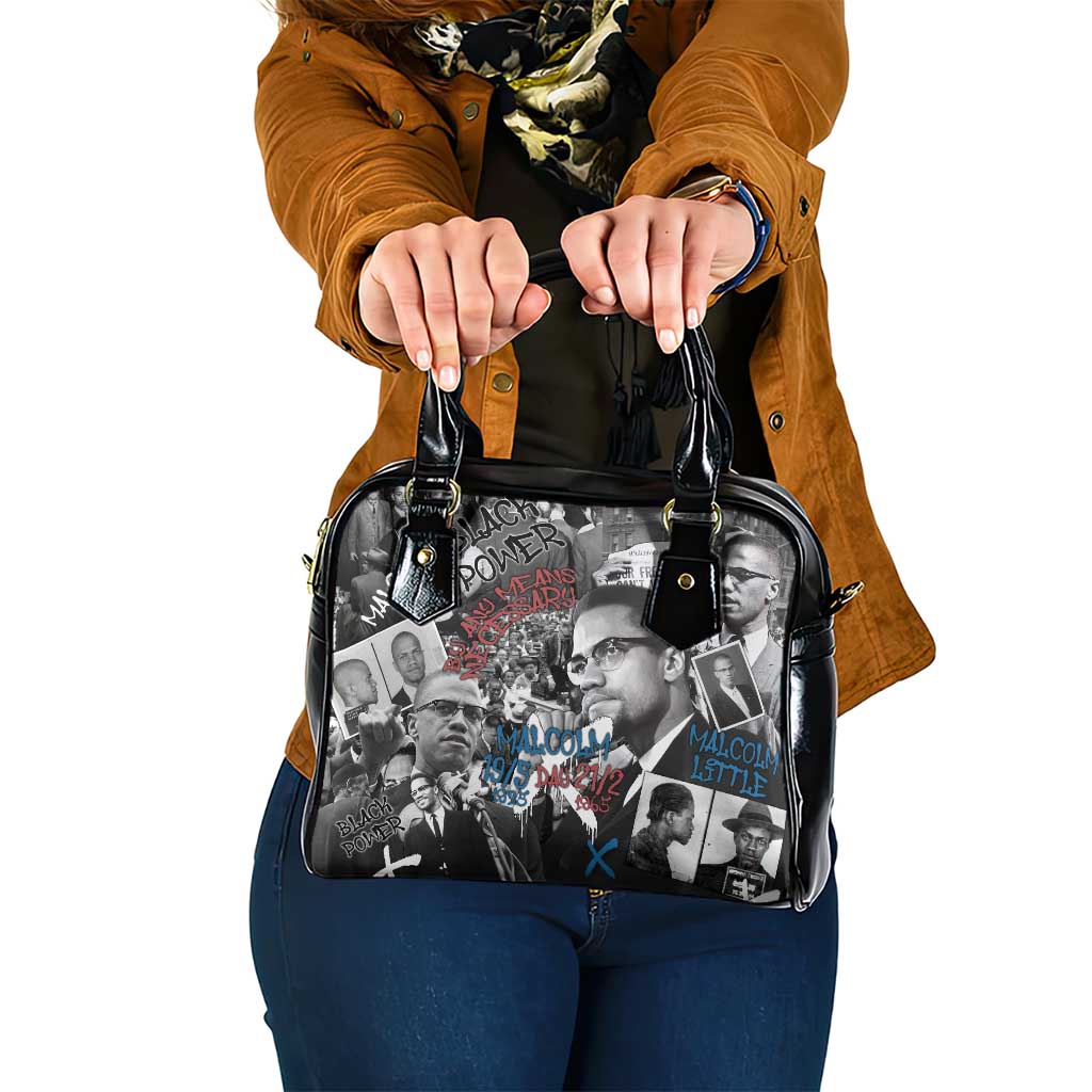 Malcolm X Shoulder Handbag Quotes Dates and Black History Activist Theme - Wonder Print Shop