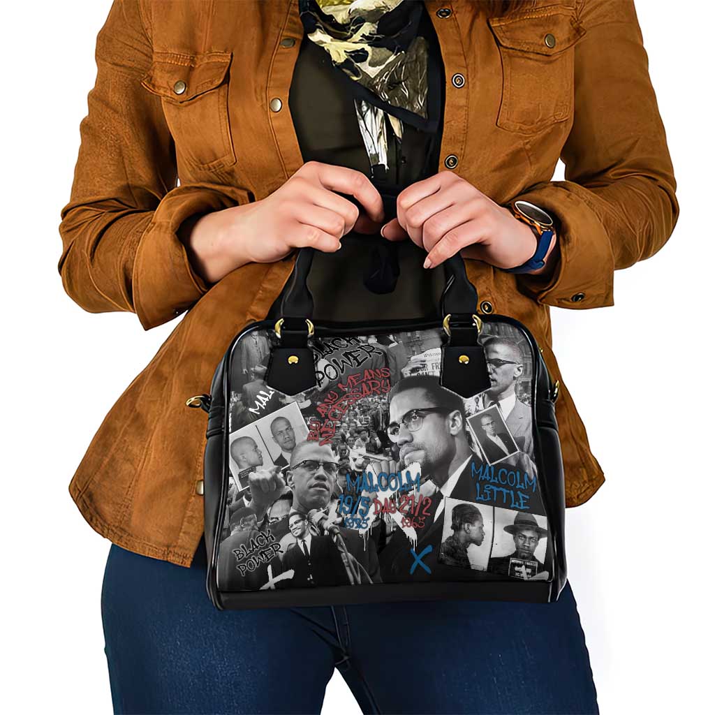 Malcolm X Shoulder Handbag Quotes Dates and Black History Activist Theme - Wonder Print Shop
