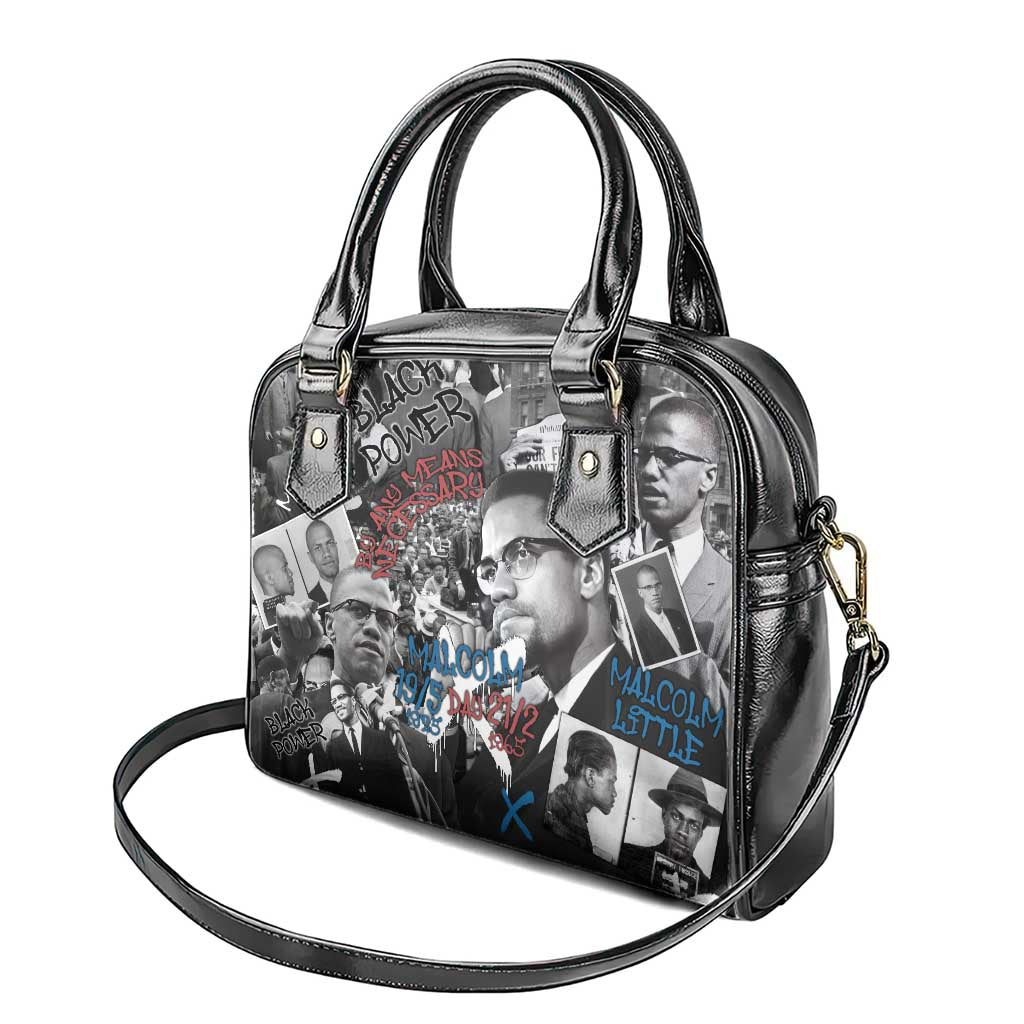 Malcolm X Shoulder Handbag Quotes Dates and Black History Activist Theme - Wonder Print Shop