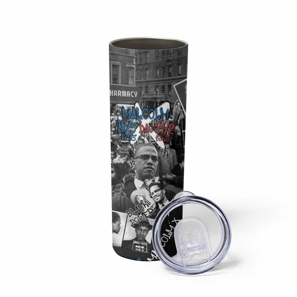 Malcolm X Skinny Tumbler Quotes Dates and Black History Activist Theme - Wonder Print Shop