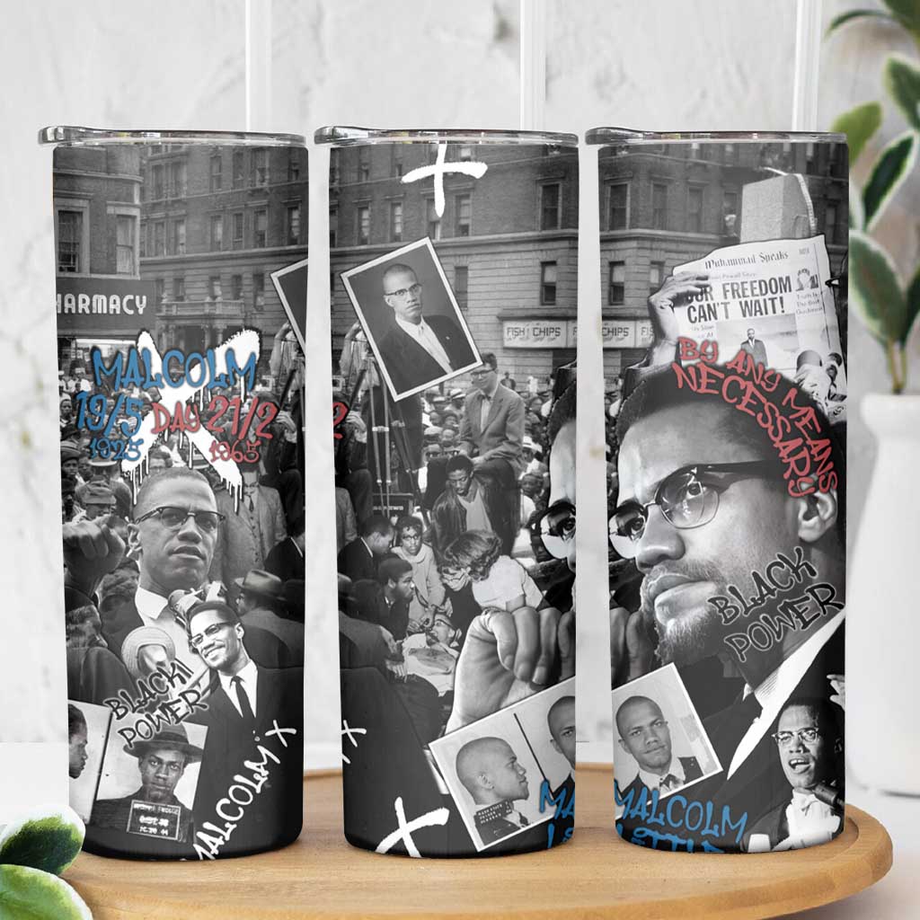 Malcolm X Skinny Tumbler Quotes Dates and Black History Activist Theme - Wonder Print Shop