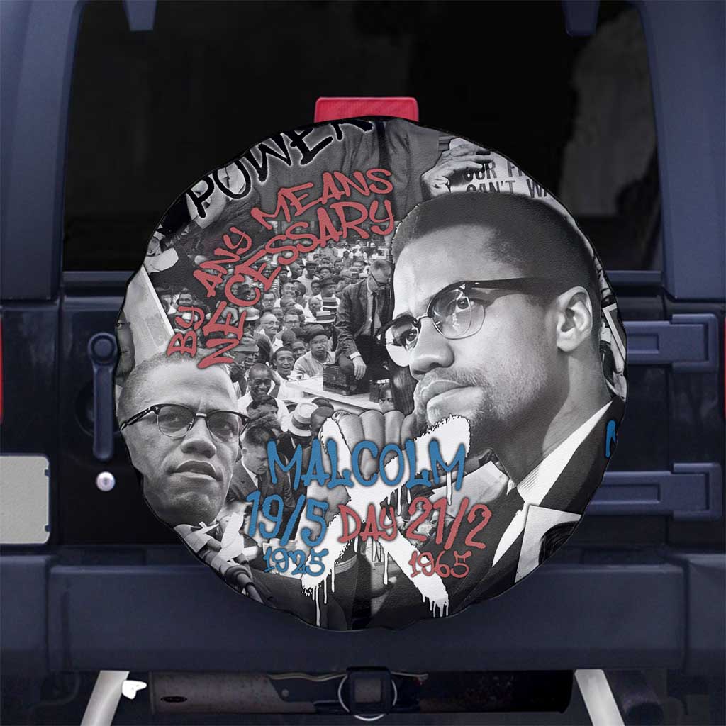 Malcolm X Spare Tire Cover Quotes Dates and Black History Activist Theme - Wonder Print Shop