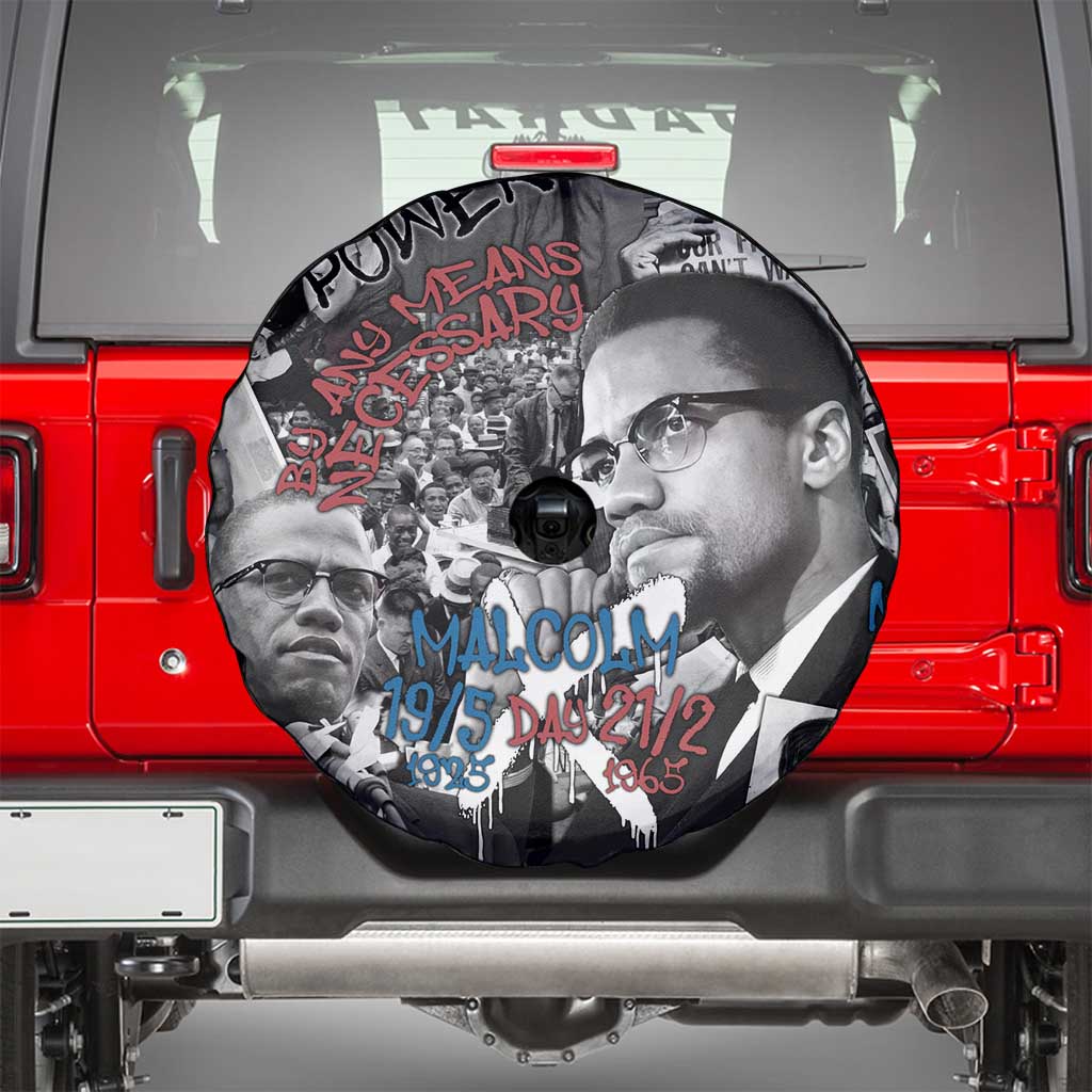 Malcolm X Spare Tire Cover Quotes Dates and Black History Activist Theme - Wonder Print Shop