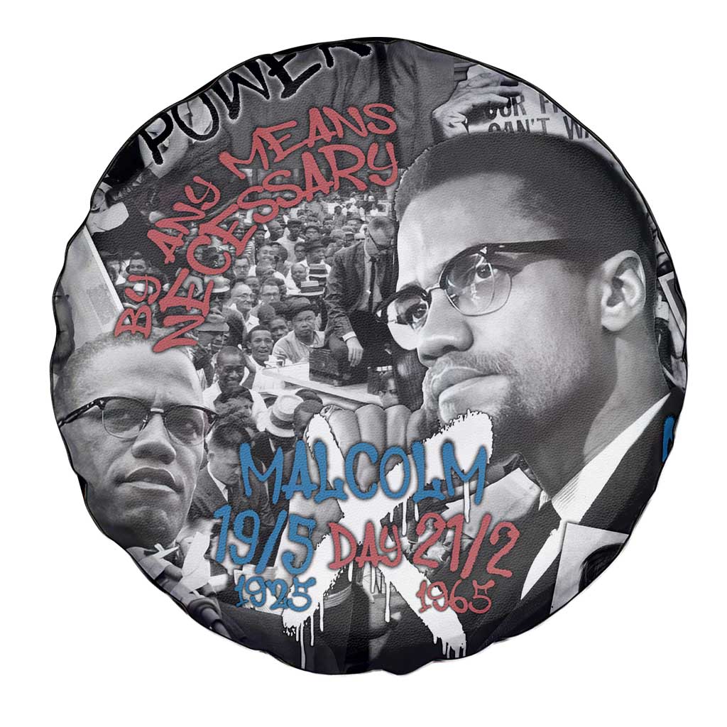 Malcolm X Spare Tire Cover Quotes Dates and Black History Activist Theme - Wonder Print Shop
