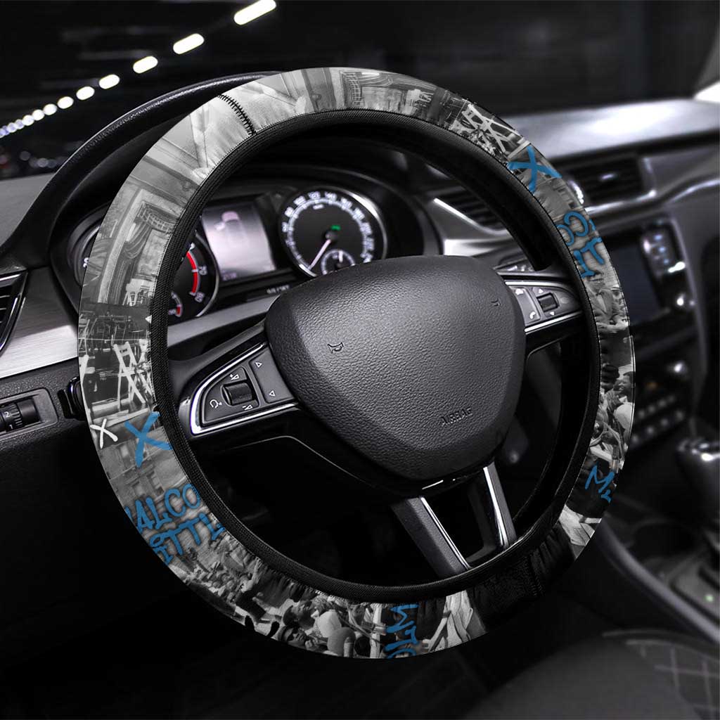 Malcolm X Steering Wheel Cover Quotes Dates and Black History Activist Theme - Wonder Print Shop