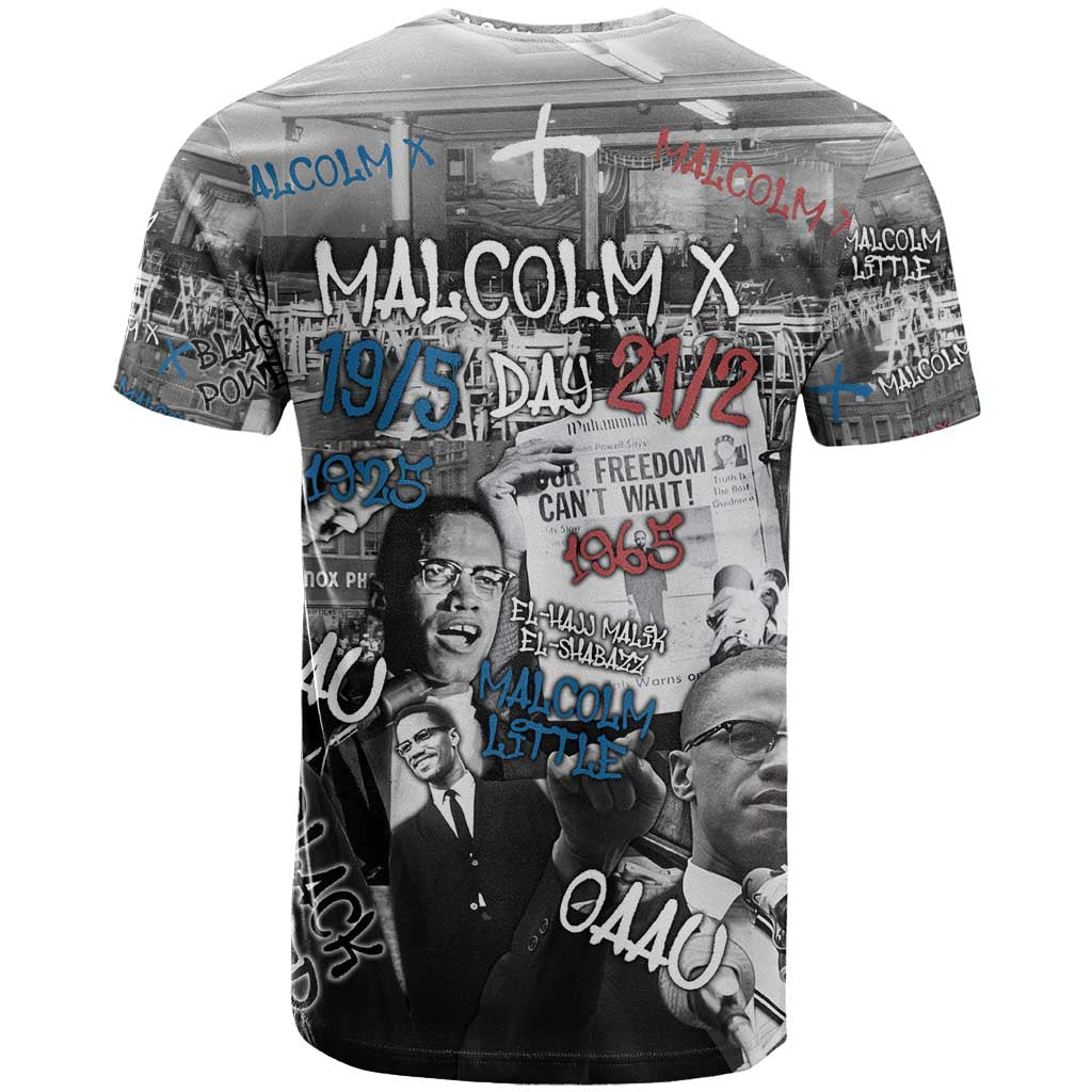 Malcolm X T Shirt Quotes Dates and Black History Activist Theme - Wonder Print Shop
