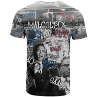 Malcolm X T Shirt Quotes Dates and Black History Activist Theme - Wonder Print Shop