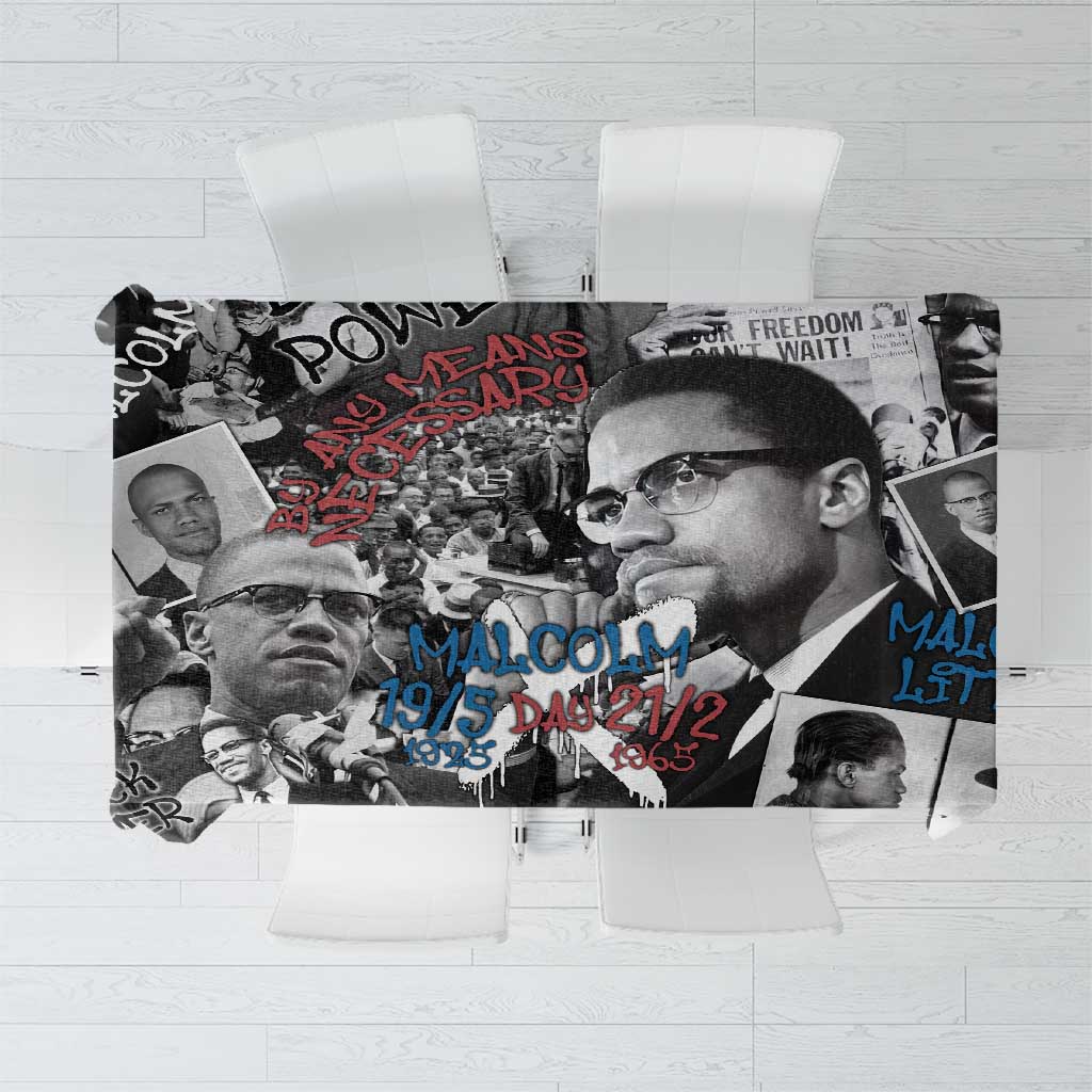 Malcolm X Tablecloth Quotes Dates and Black History Activist Theme - Wonder Print Shop