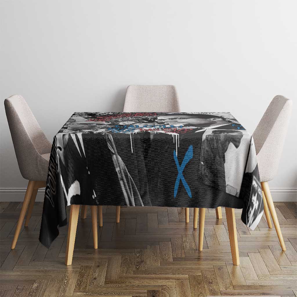 Malcolm X Tablecloth Quotes Dates and Black History Activist Theme - Wonder Print Shop