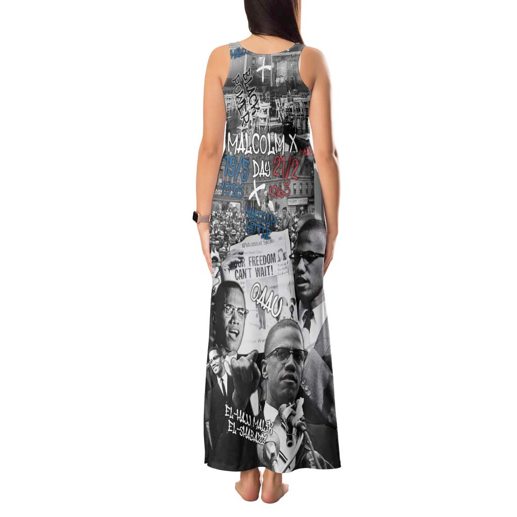 Malcolm X Tank Maxi Dress Quotes Dates and Black History Activist Theme - Wonder Print Shop