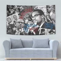 Malcolm X Tapestry Quotes Dates and Black History Activist Theme - Wonder Print Shop