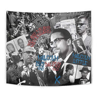 Malcolm X Tapestry Quotes Dates and Black History Activist Theme - Wonder Print Shop
