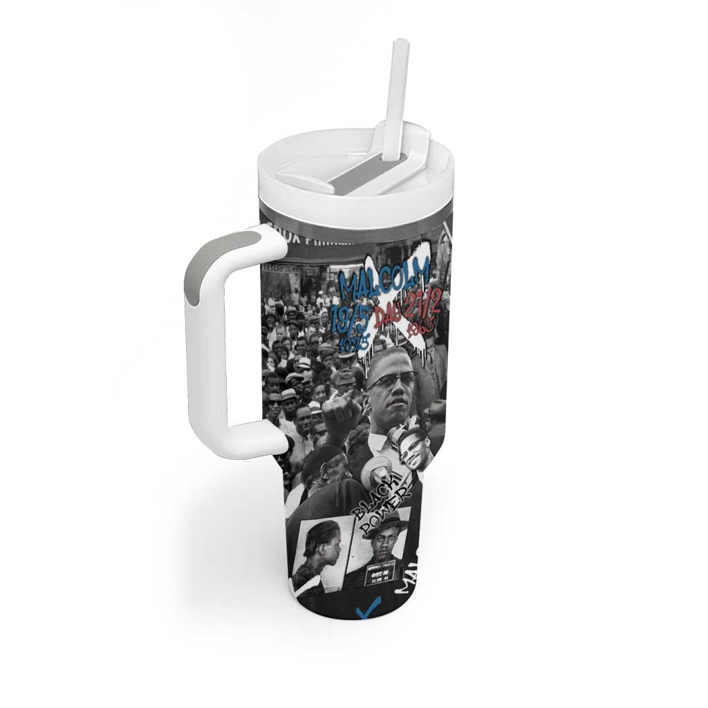 Malcolm X Tumbler With Handle Quotes Dates and Black History Activist Theme - Wonder Print Shop