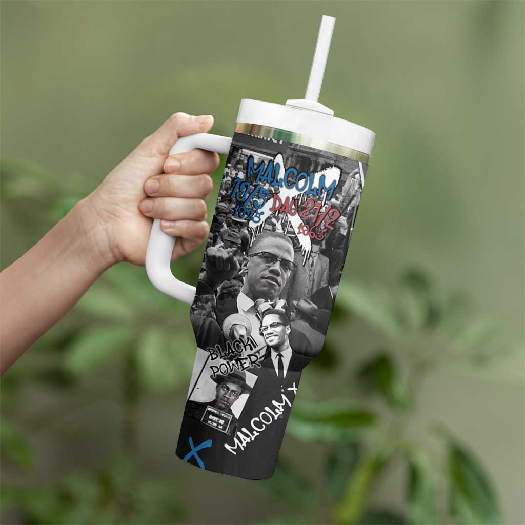 Malcolm X Tumbler With Handle Quotes Dates and Black History Activist Theme - Wonder Print Shop