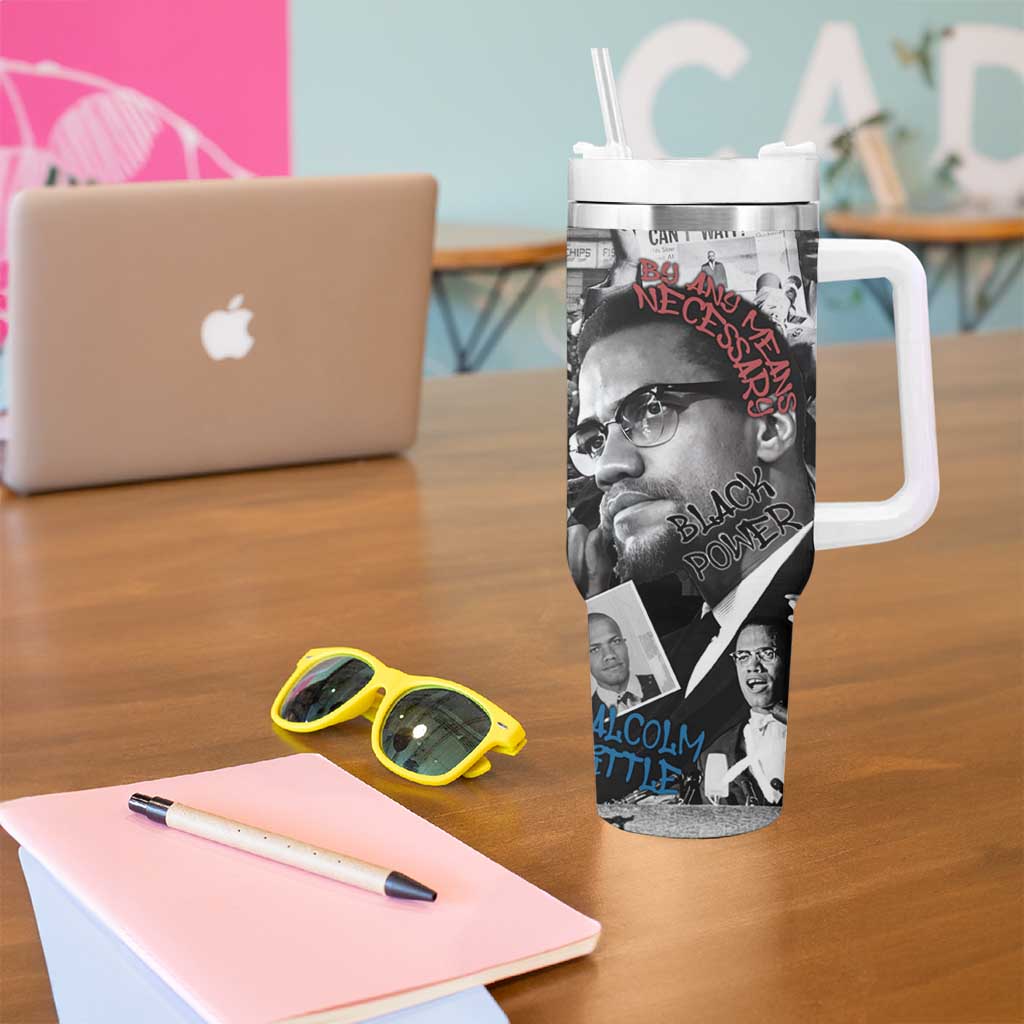 Malcolm X Tumbler With Handle Quotes Dates and Black History Activist Theme - Wonder Print Shop
