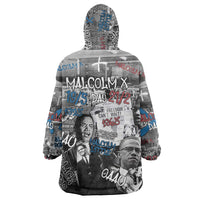 Malcolm X Wearable Blanket Hoodie Quotes Dates and Black History Activist Theme - Wonder Print Shop