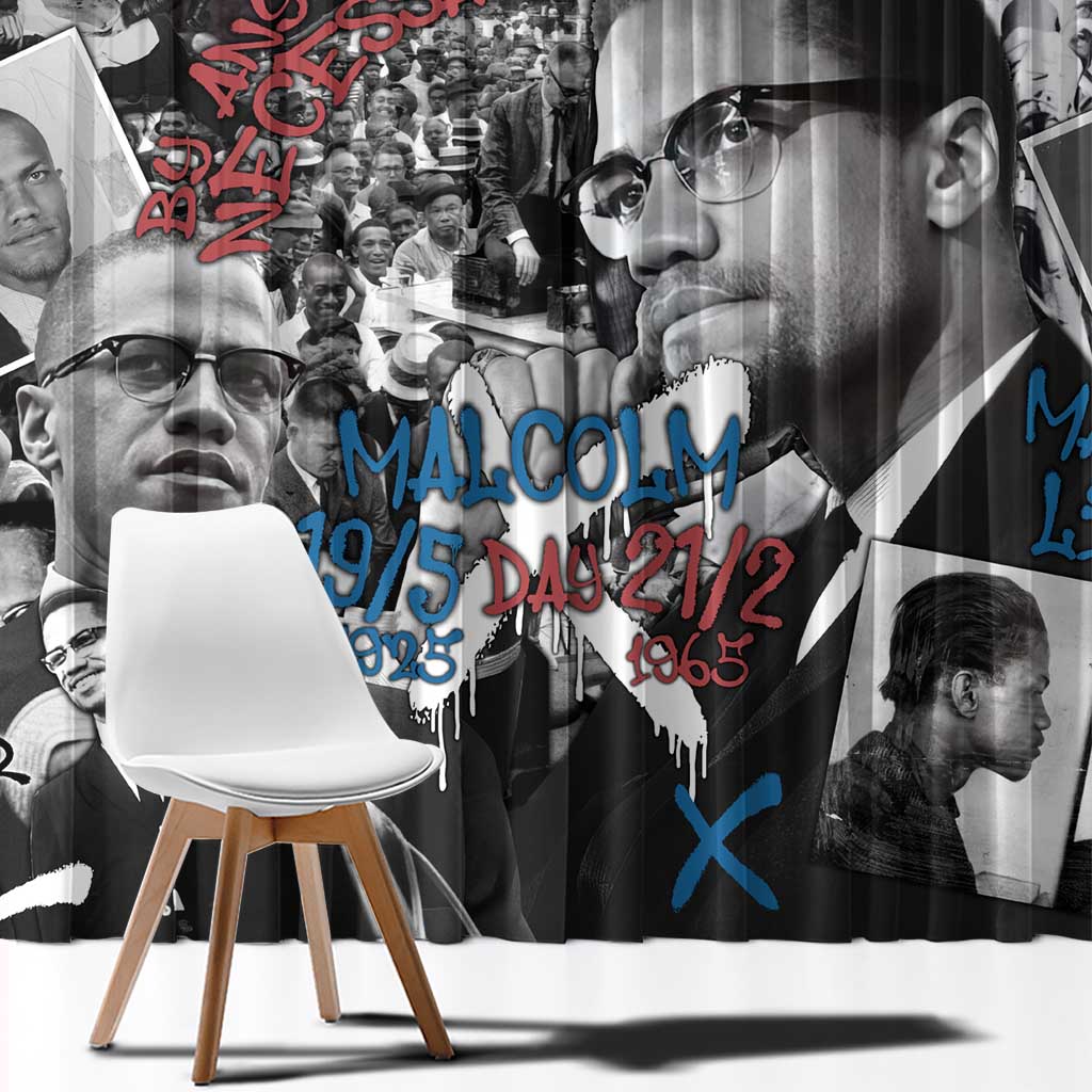 Malcolm X Window Curtain Quotes Dates and Black History Activist Theme - Wonder Print Shop