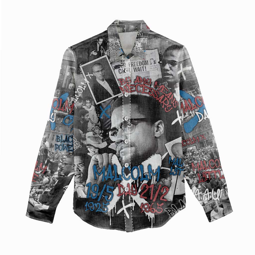 Malcolm X Women Casual Shirt Quotes Dates and Black History Activist Theme - Wonder Print Shop