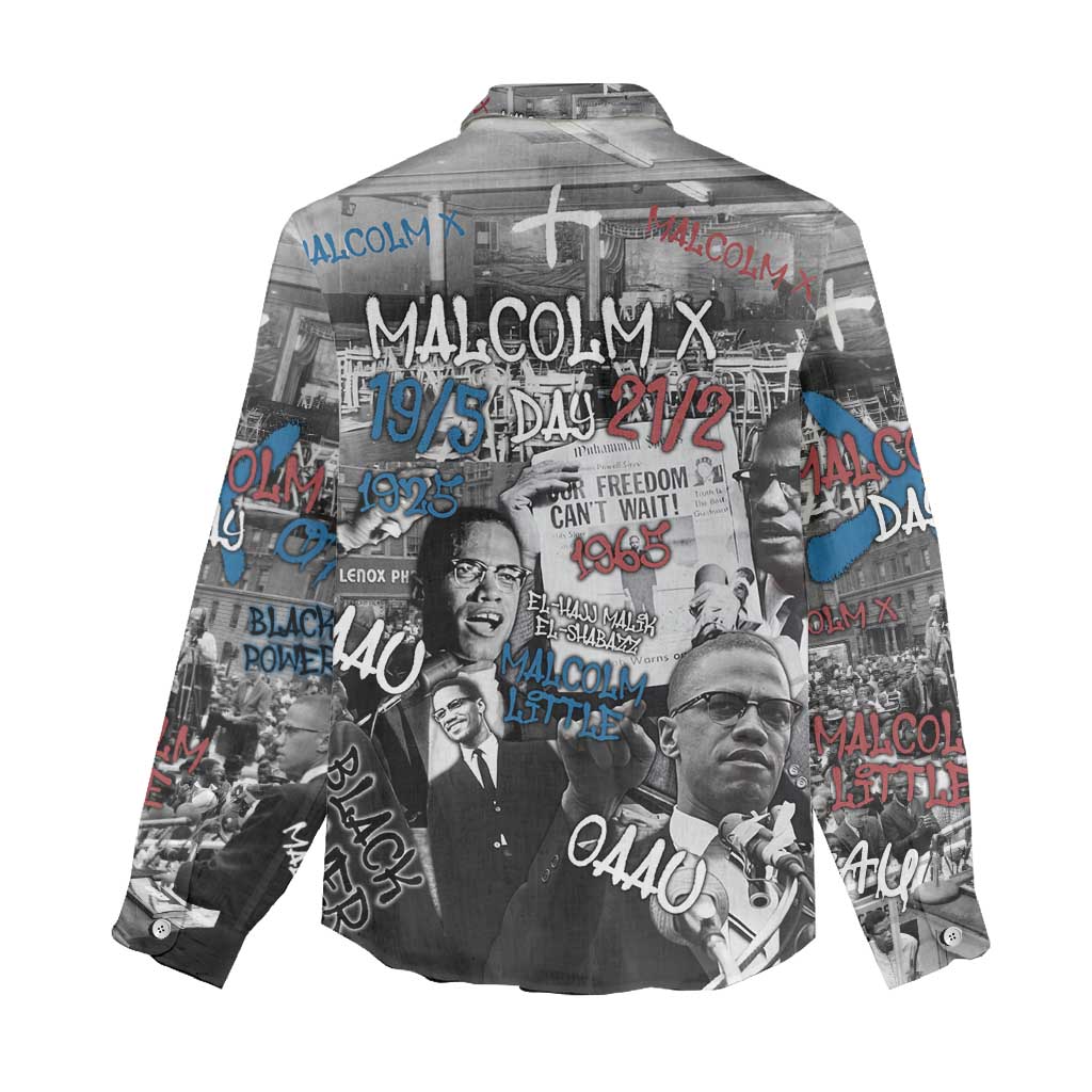 Malcolm X Women Casual Shirt Quotes Dates and Black History Activist Theme - Wonder Print Shop