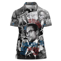 Malcolm X Women Polo Shirt Quotes Dates and Black History Activist Theme - Wonder Print Shop