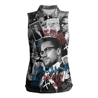 Malcolm X Women Sleeveless Polo Shirt Quotes Dates and Black History Activist Theme - Wonder Print Shop