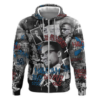 Malcolm X Zip Hoodie Quotes Dates and Black History Activist Theme - Wonder Print Shop