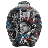 Malcolm X Zip Hoodie Quotes Dates and Black History Activist Theme - Wonder Print Shop