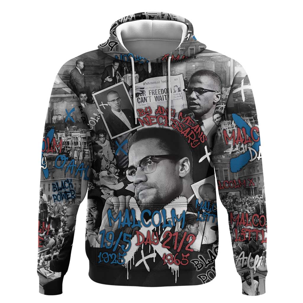 Malcolm X Zip Hoodie Quotes Dates and Black History Activist Theme - Wonder Print Shop