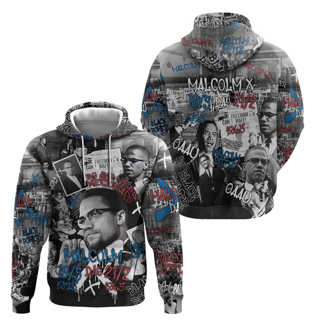 Malcolm X Zip Hoodie Quotes Dates and Black History Activist Theme - Wonder Print Shop