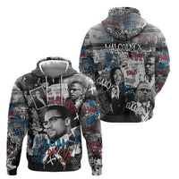 Malcolm X Zip Hoodie Quotes Dates and Black History Activist Theme - Wonder Print Shop